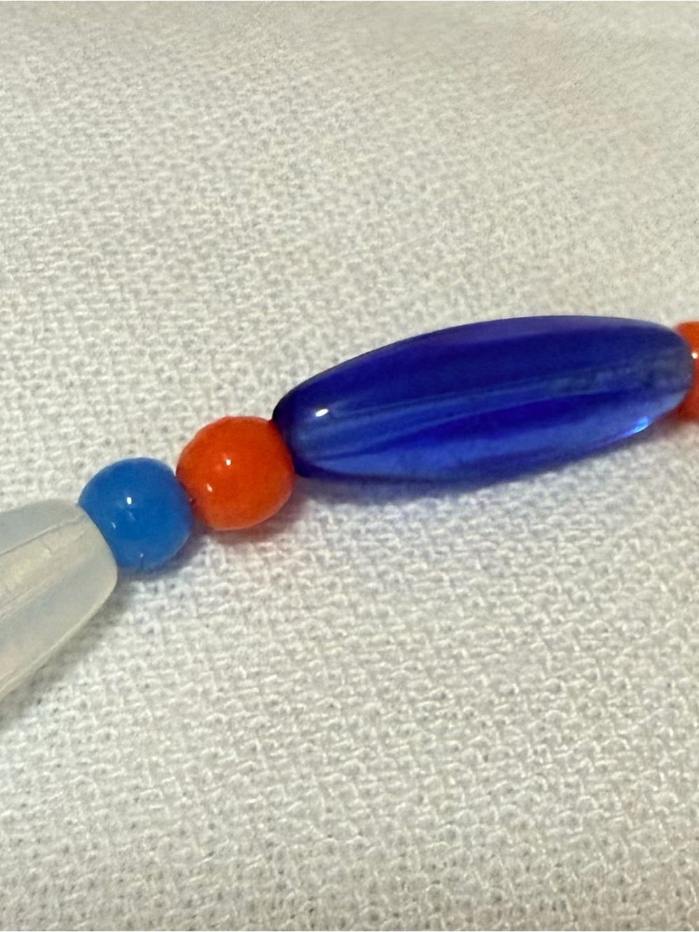 Handmade Blue & Orange Lucite Inspired 32” Infinity Necklace